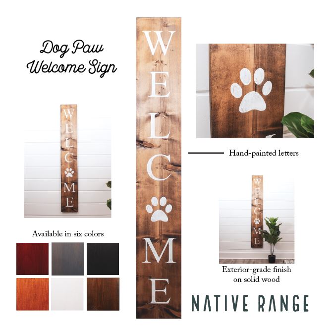Dog welcome sign paw print welcome sign sign for dog lovers 